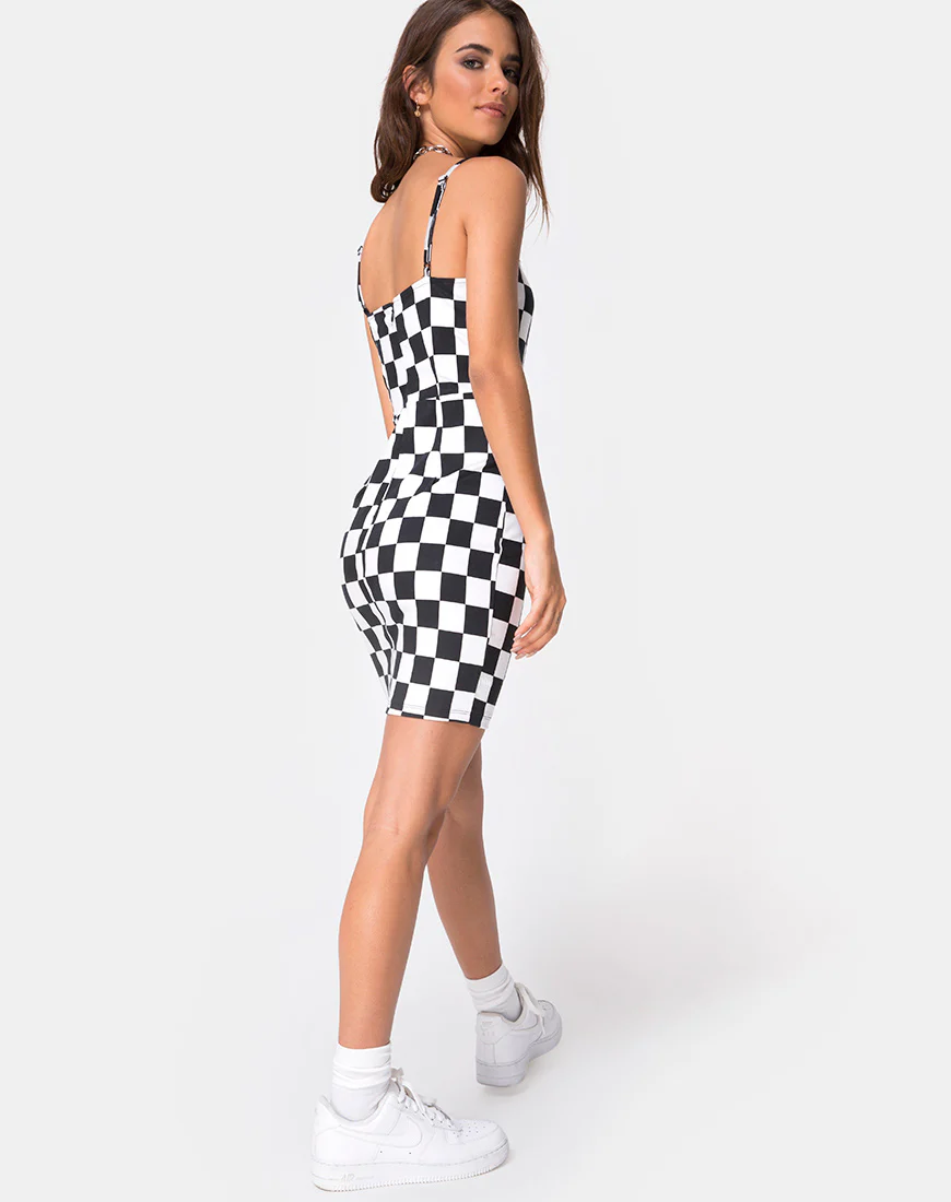 Boco Dress in Check Board Medium B/W - Image 4