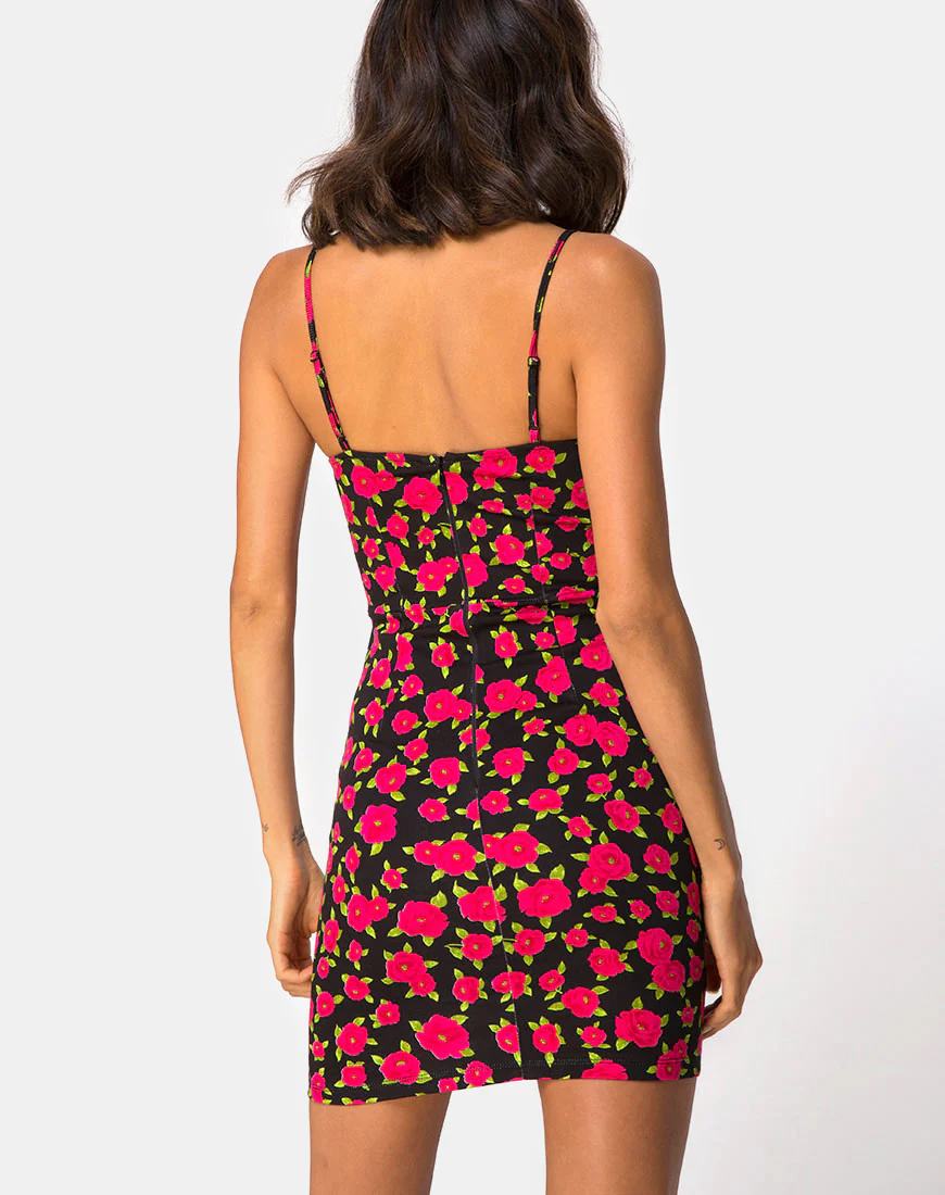 Boco Bodycon Dress in Red Bloom - Image 2