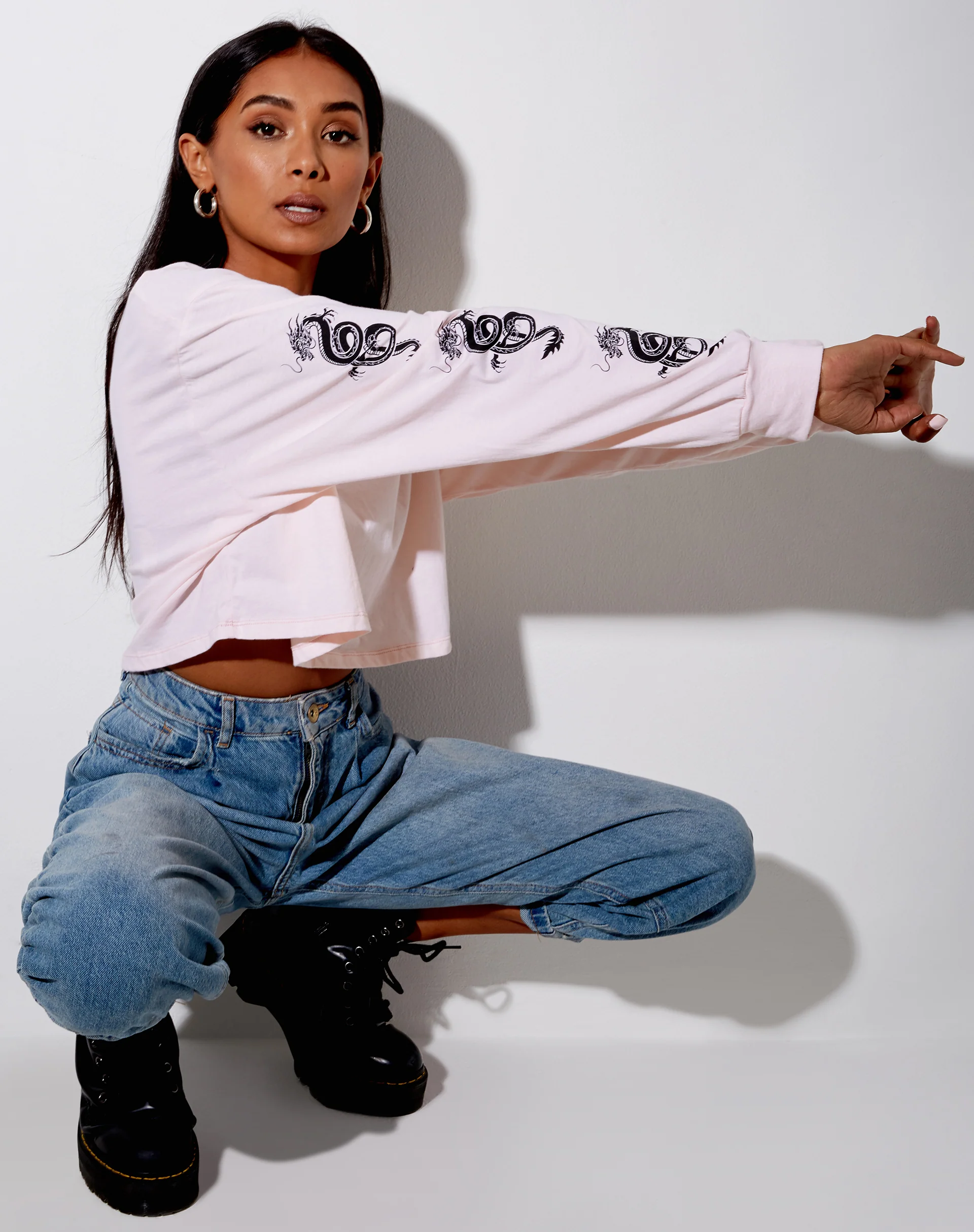 Boli Crop Tee in Blush Pink Dragon - Image 2