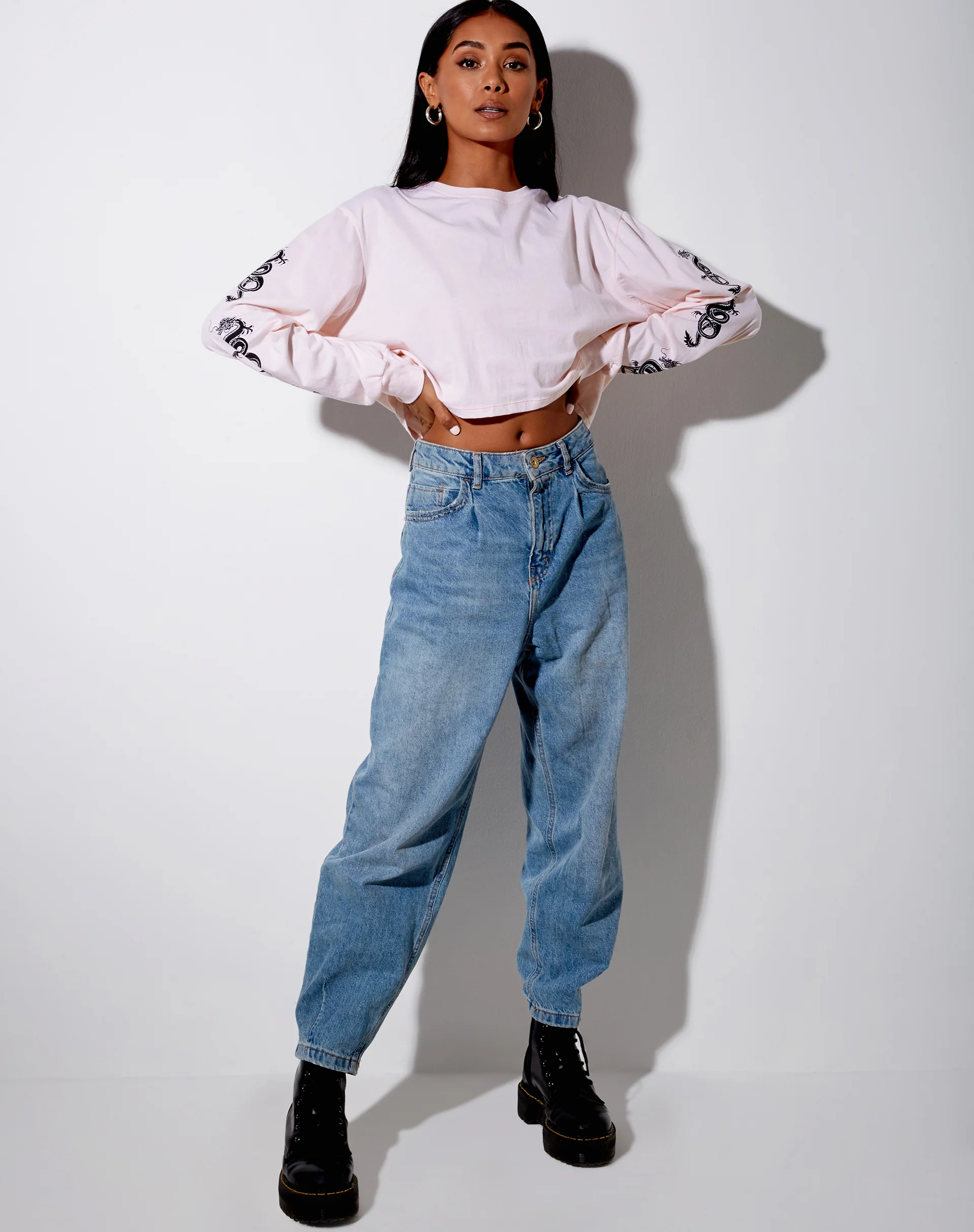 Boli Crop Tee in Blush Pink Dragon - Image 3