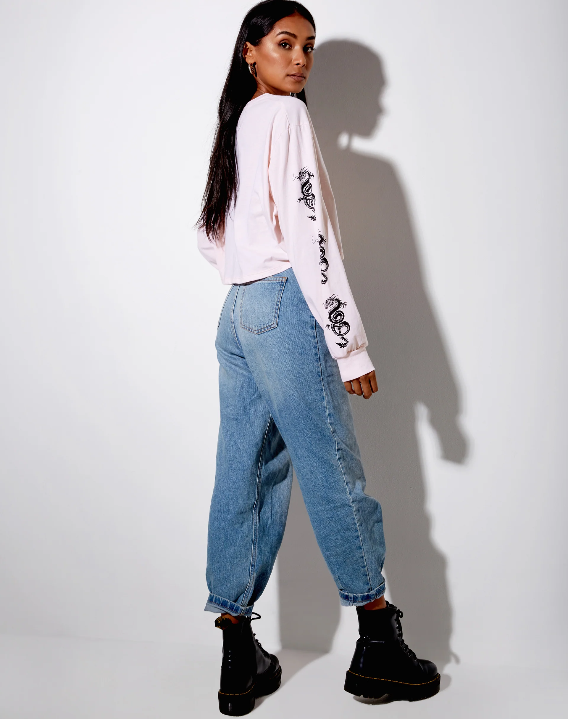 Boli Crop Tee in Blush Pink Dragon - Image 5