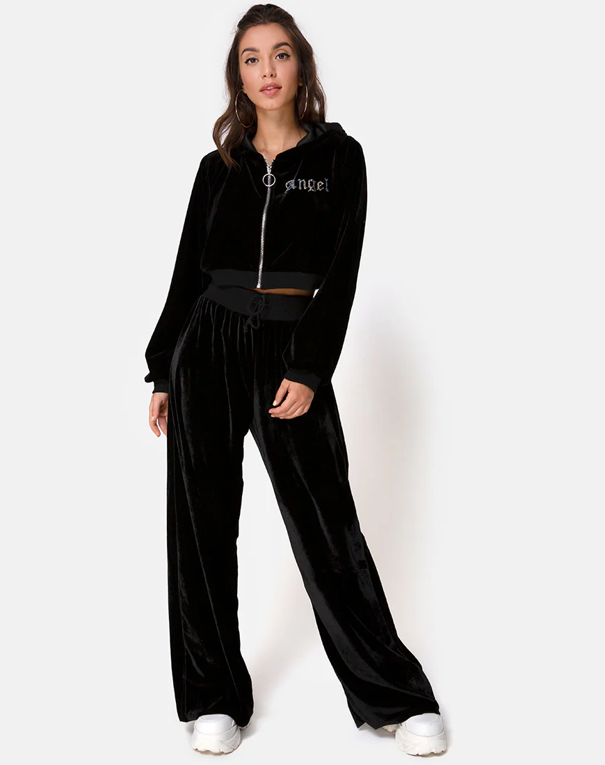 Bomb Hoodie in Black with Angel Diamante Hot Fix - Image 3