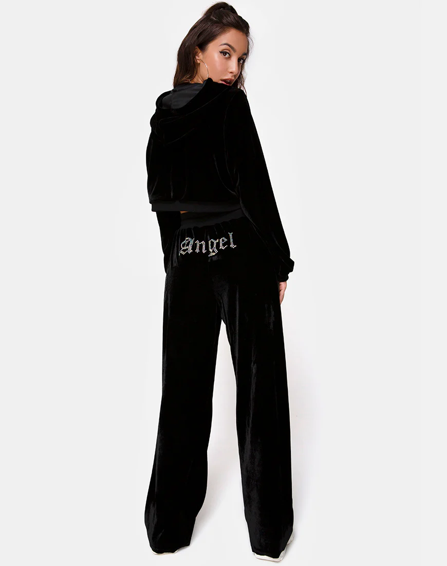 Bomb Hoodie in Black with Angel Diamante Hot Fix - Image 4