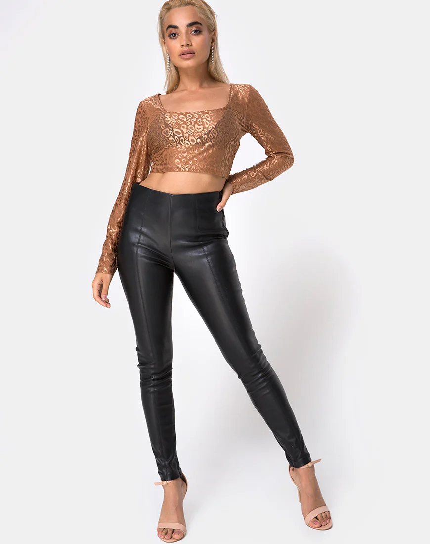 Bon Top in Leopard Sheen Net Caramel - Image 3
