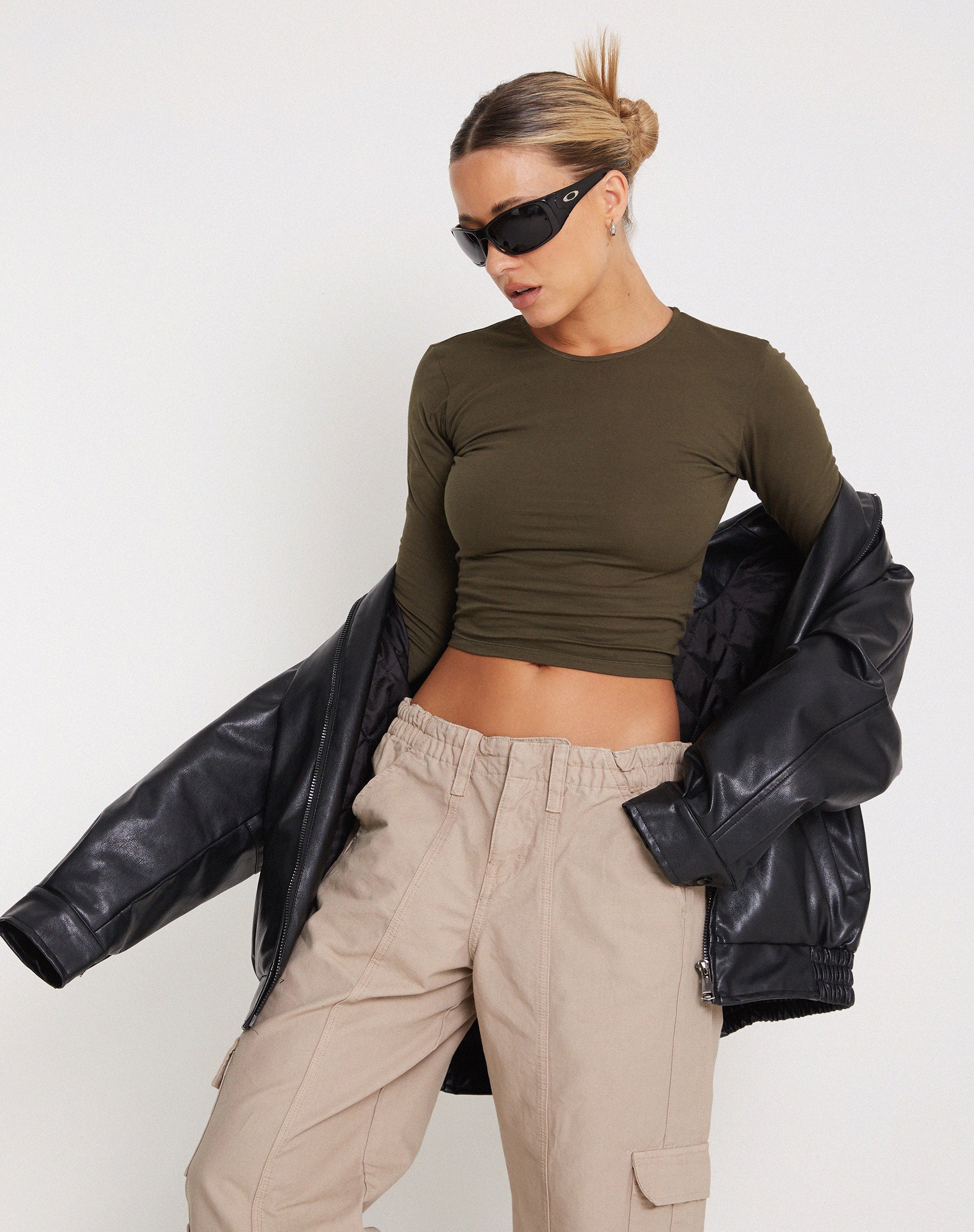 Bon Long Sleeve Top in Olive - Image 6