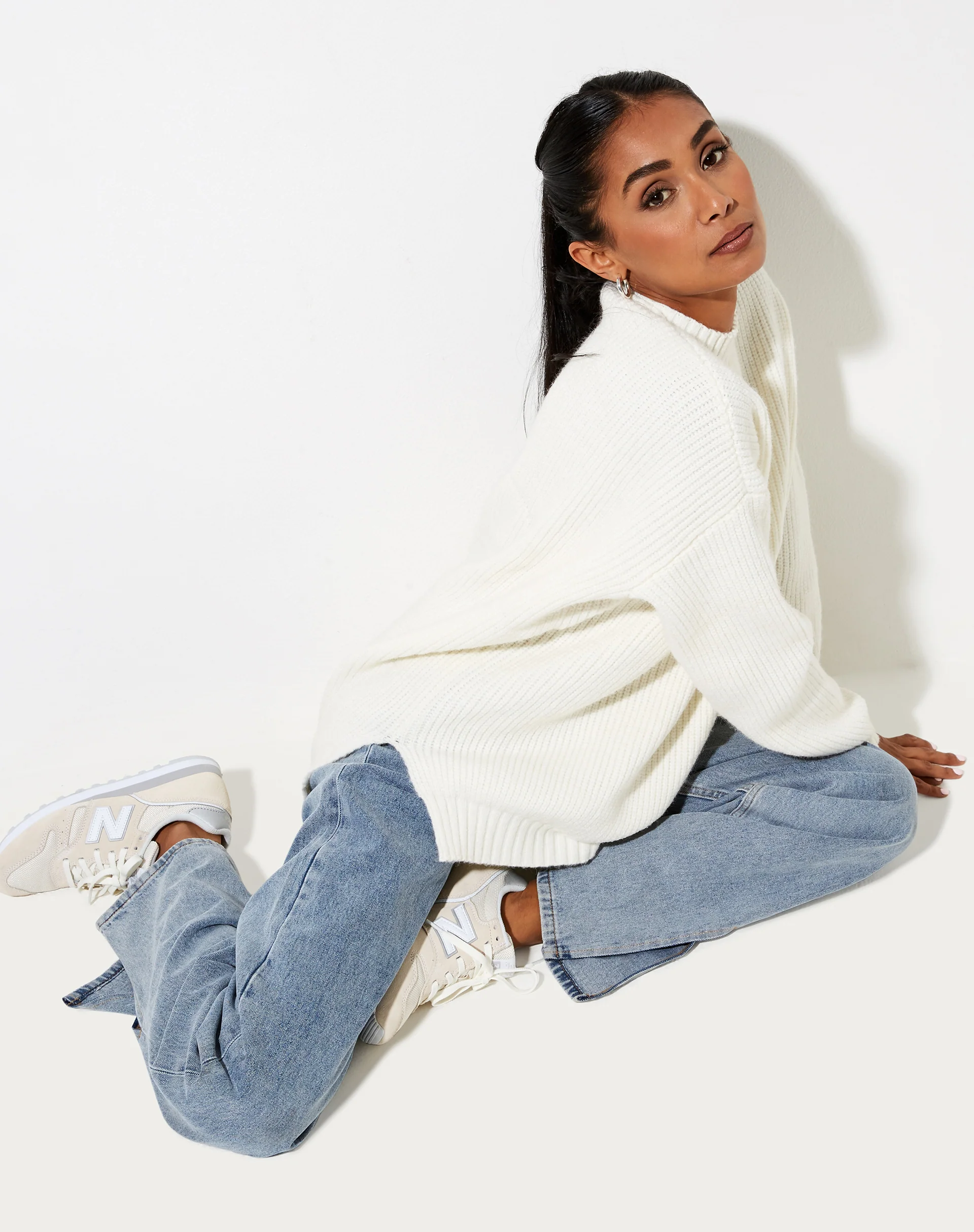 Bondy Jumper in Knit Ivory - Image 3
