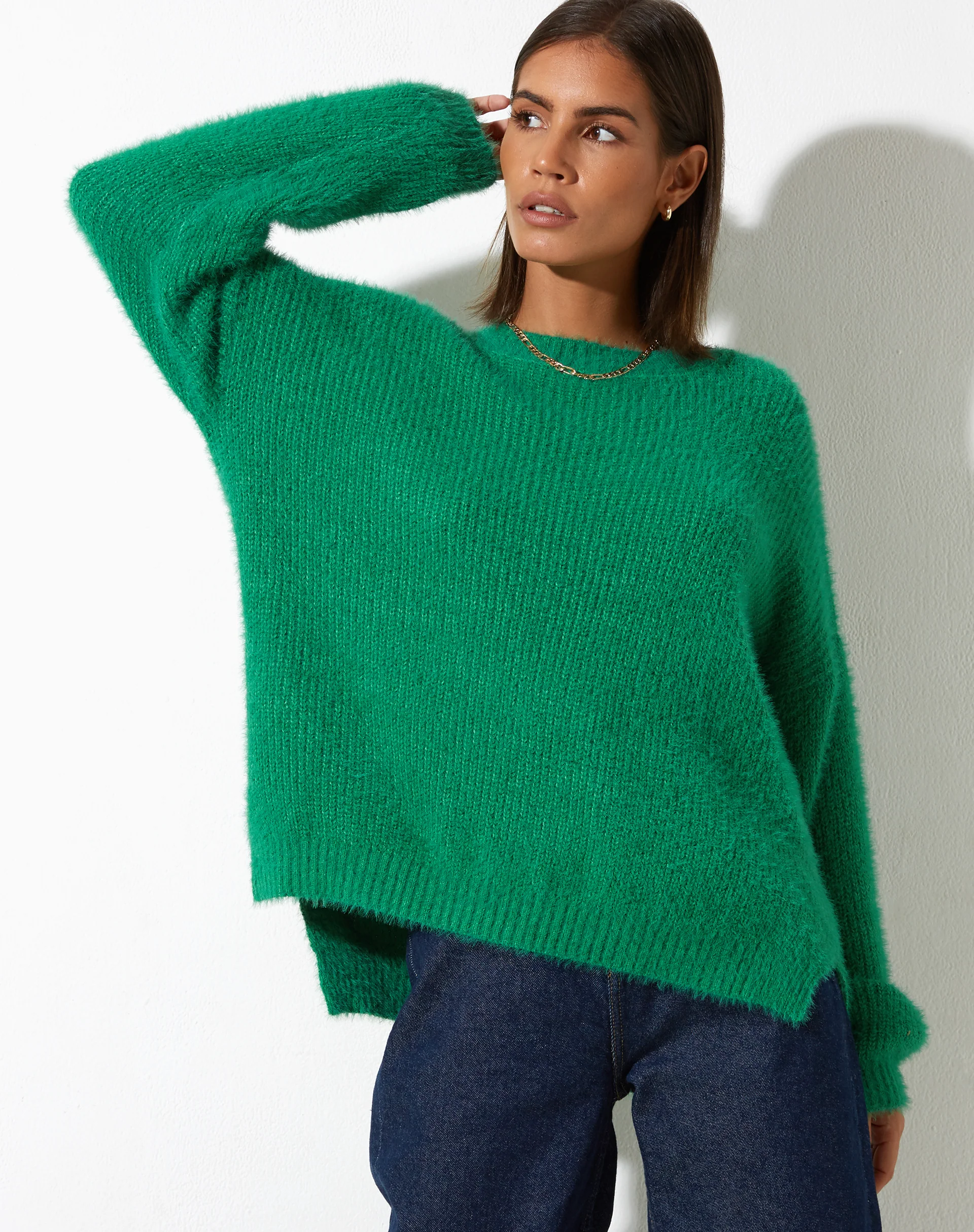 Bondy Jumper in Knit Kelly Green - Image 4