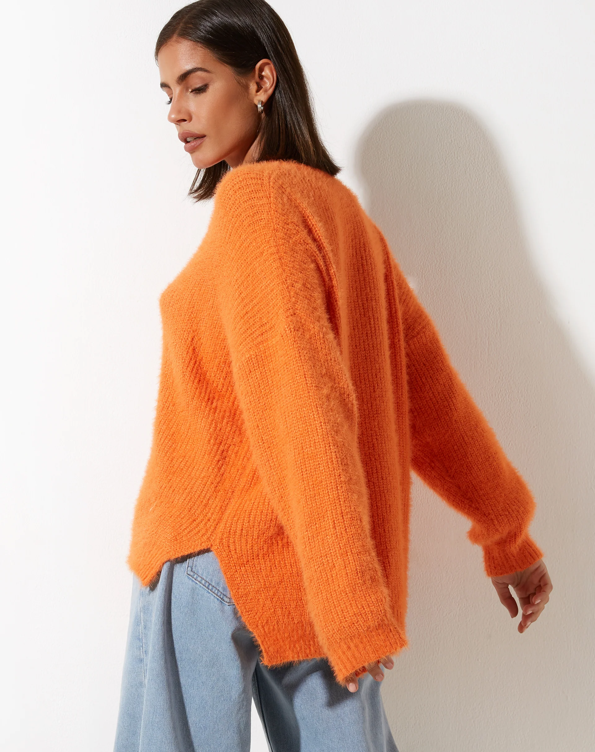 Bondy Jumper in Knit Persimmon Orange - Image 2