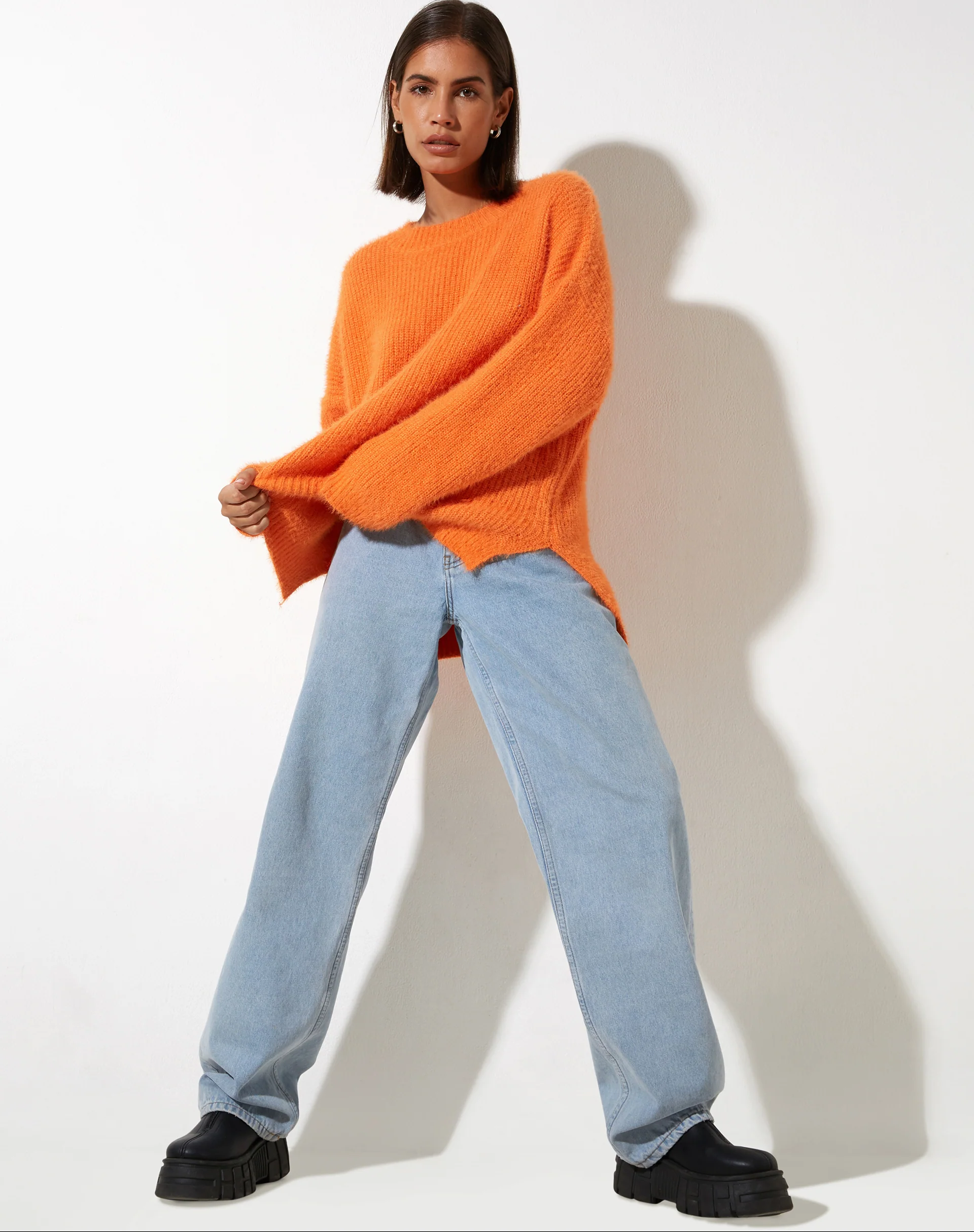 Bondy Jumper in Knit Persimmon Orange - Image 3
