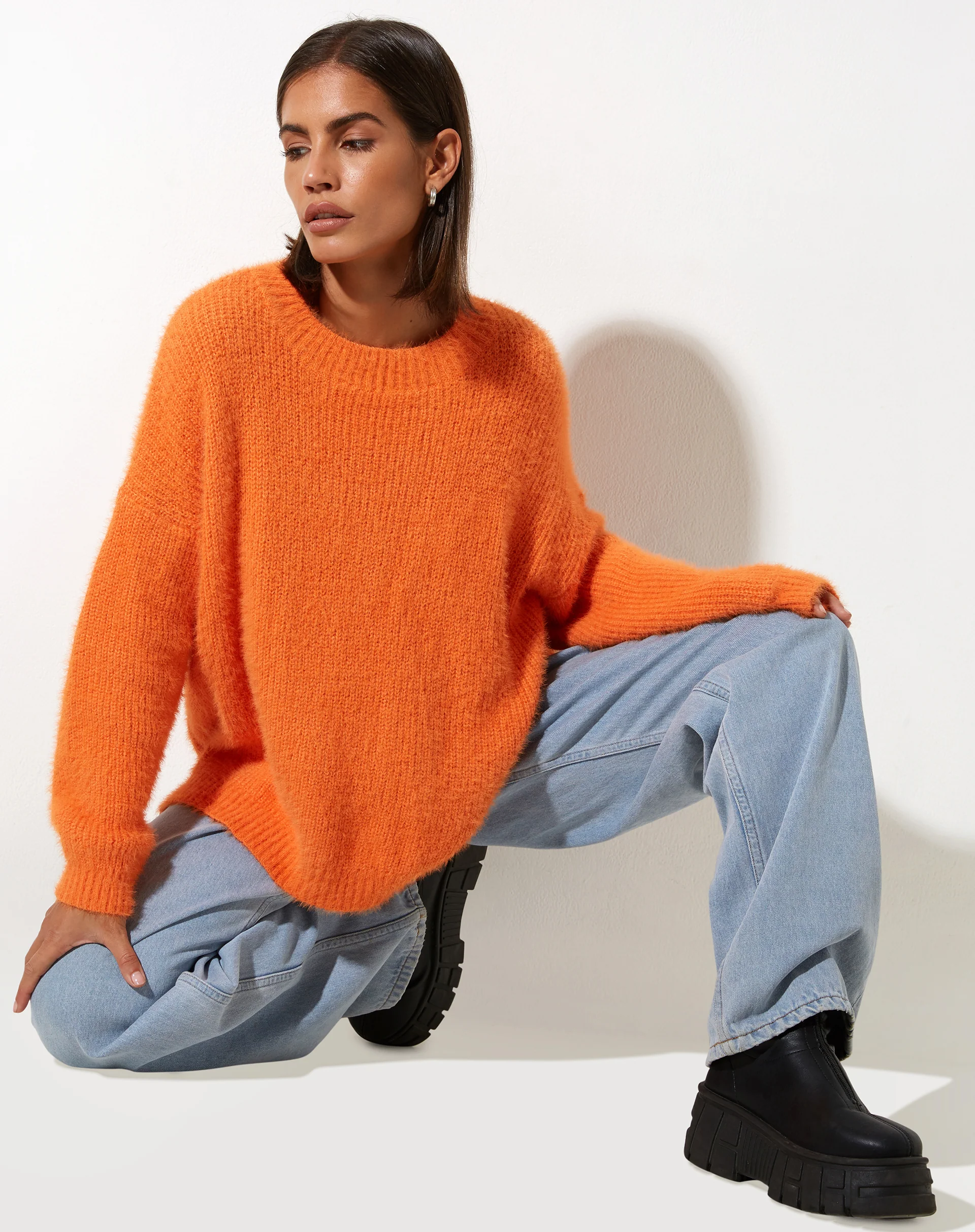 Bondy Jumper in Knit Persimmon Orange - Image 4
