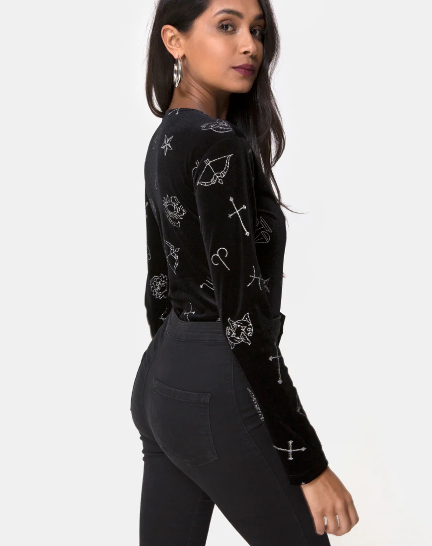 Bonella Bodice in Black Velvet Medium Astro Glitter - Image 2