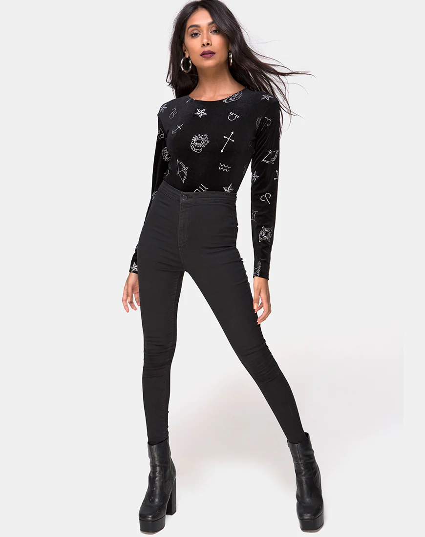 Bonella Bodice in Black Velvet Medium Astro Glitter - Image 3