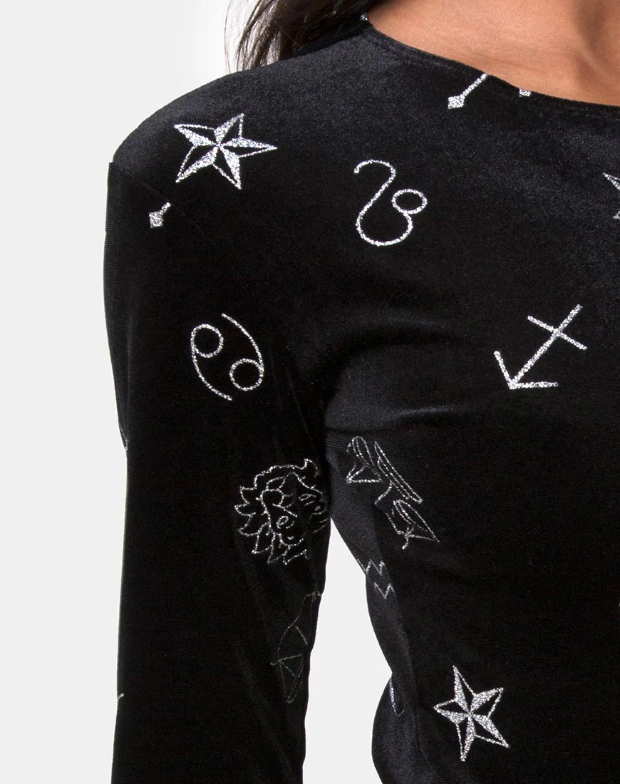 Bonella Bodice in Black Velvet Medium Astro Glitter - Image 5