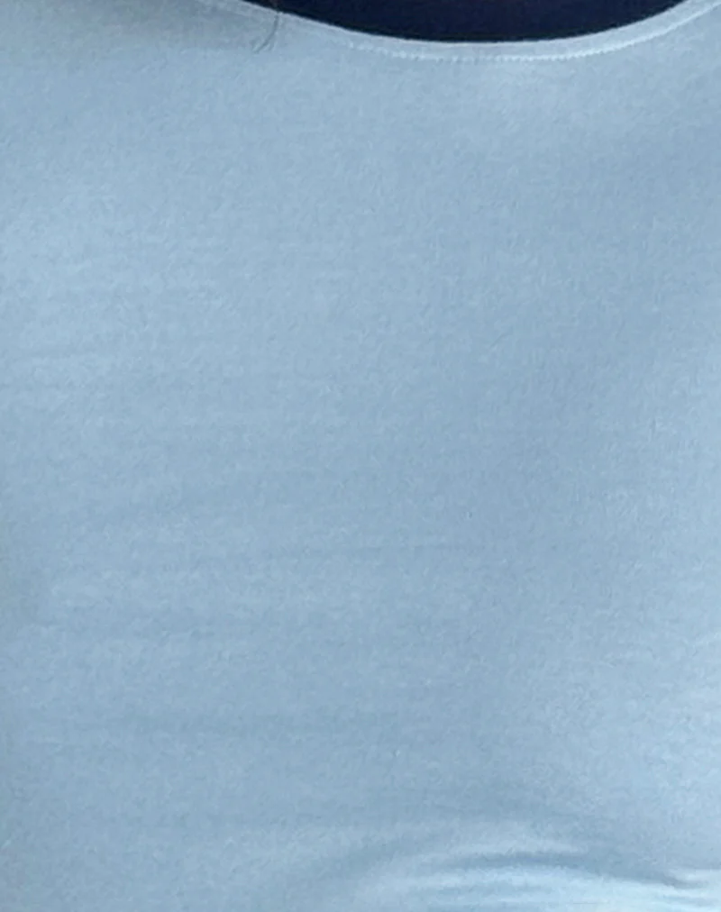 Bonija Long Sleeve Top in Nantucket Blue with Navy Piping and M Embroidery - Image 6