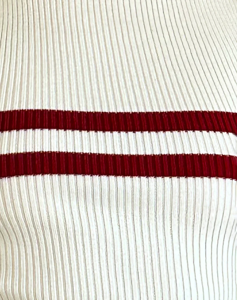 Bonisa Vest Top in Ivory with Red Stripes - Image 6