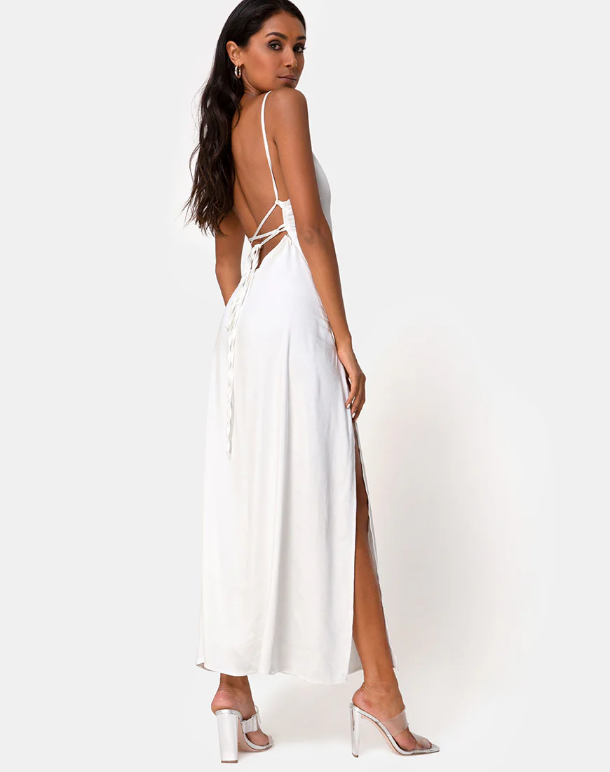Bonita Dress in Satin Ivory - Image 2