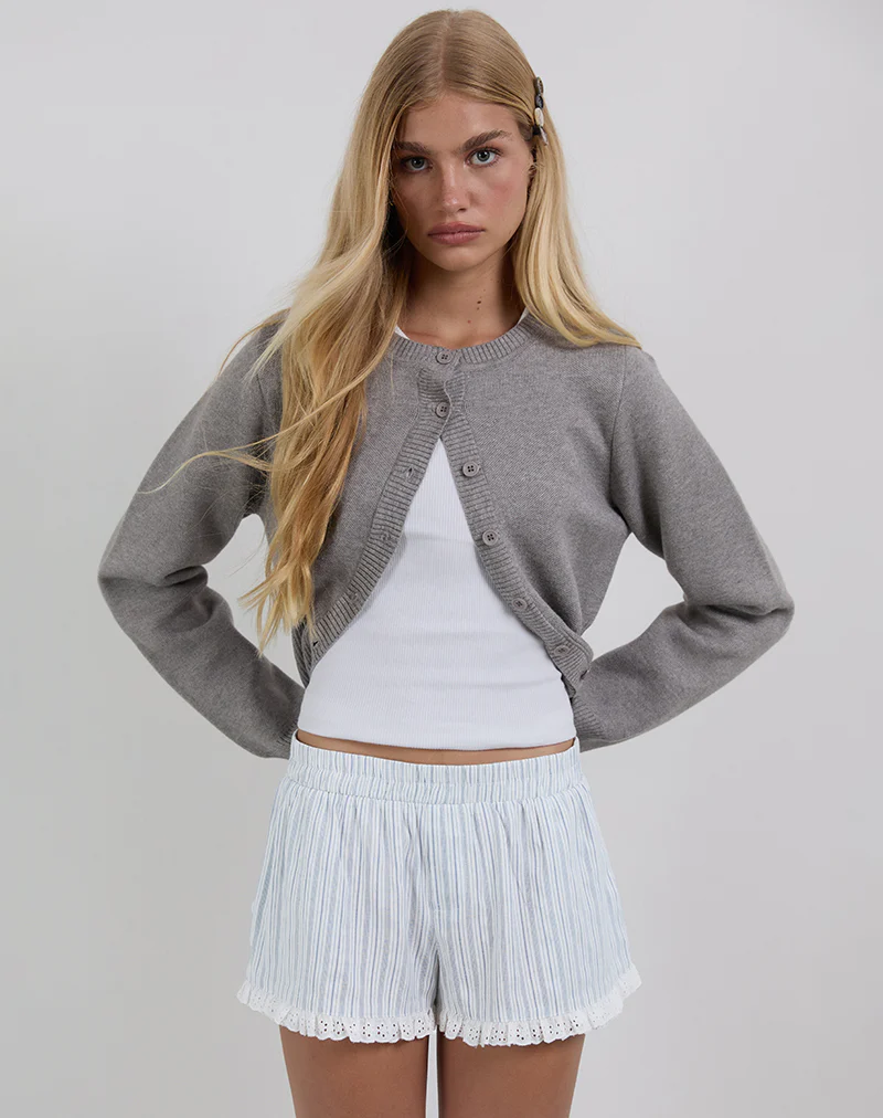 Bonji Shorts in Linen White with Blue Stripe - Image 2