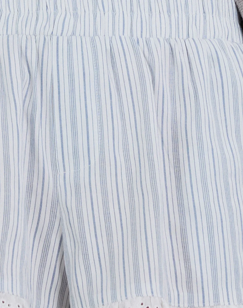 Bonji Shorts in Linen White with Blue Stripe - Image 8