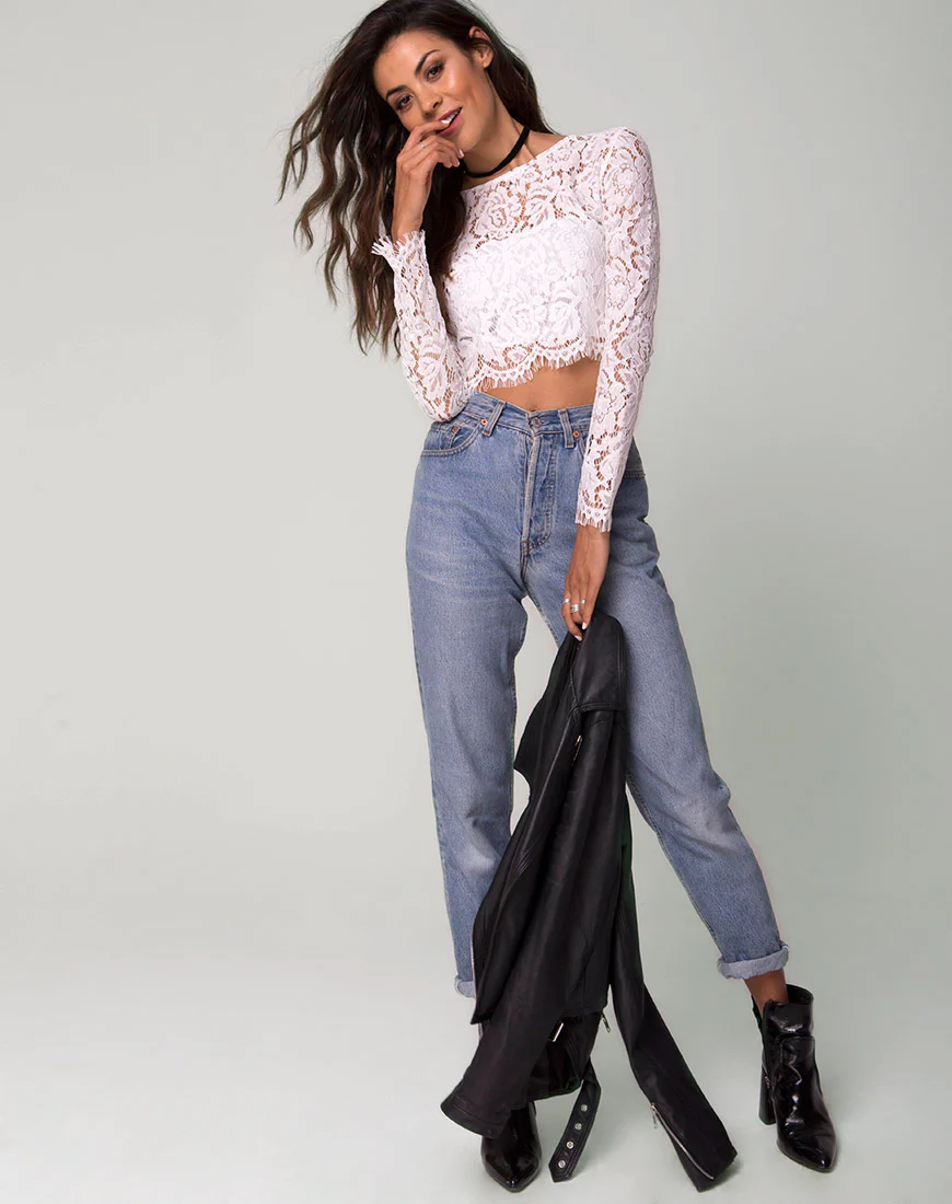 Bonnie Crop Top in Angel Lace White - Image 3