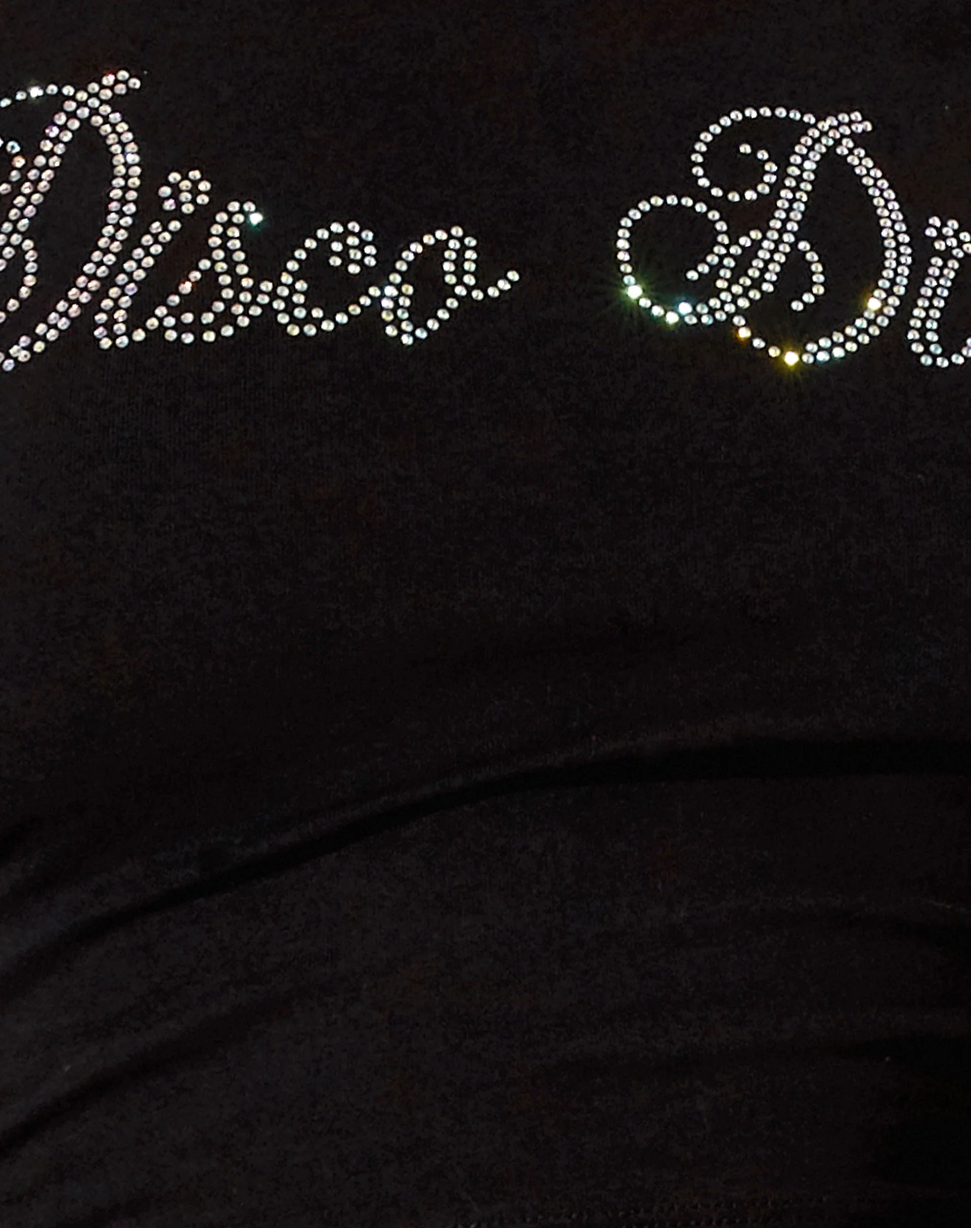 Bonnie Long Sleeve Crop Top in Black Disco Diva Hotfix - Image 6