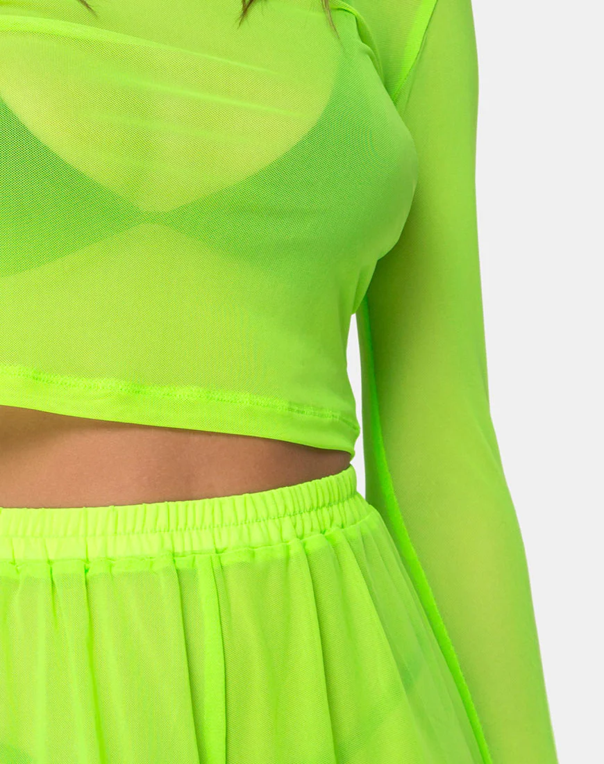Bonnie Crop Top in Fluro Yellow Net - Image 5