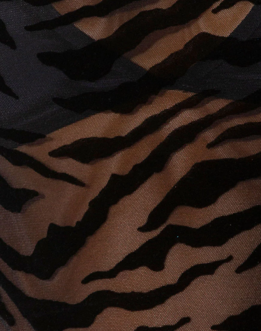 Bonnie Top in Horizontal Zebra Flock Black - Image 5