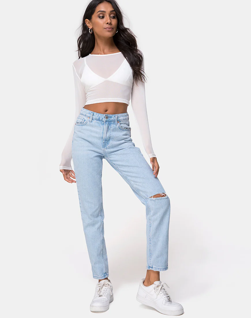 Bonnie Crop Top in Ivory Net - Image 3