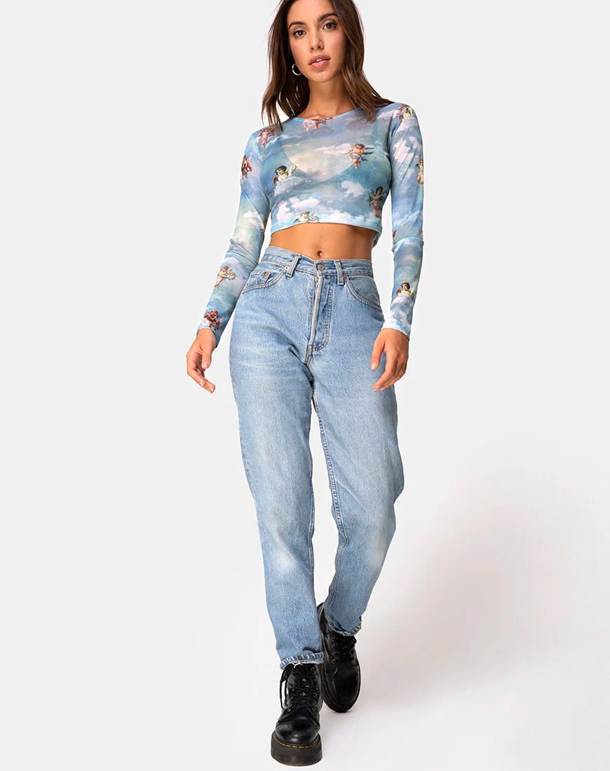 Bonnie Crop Top in Angel Sky Blue Mesh - Image 6