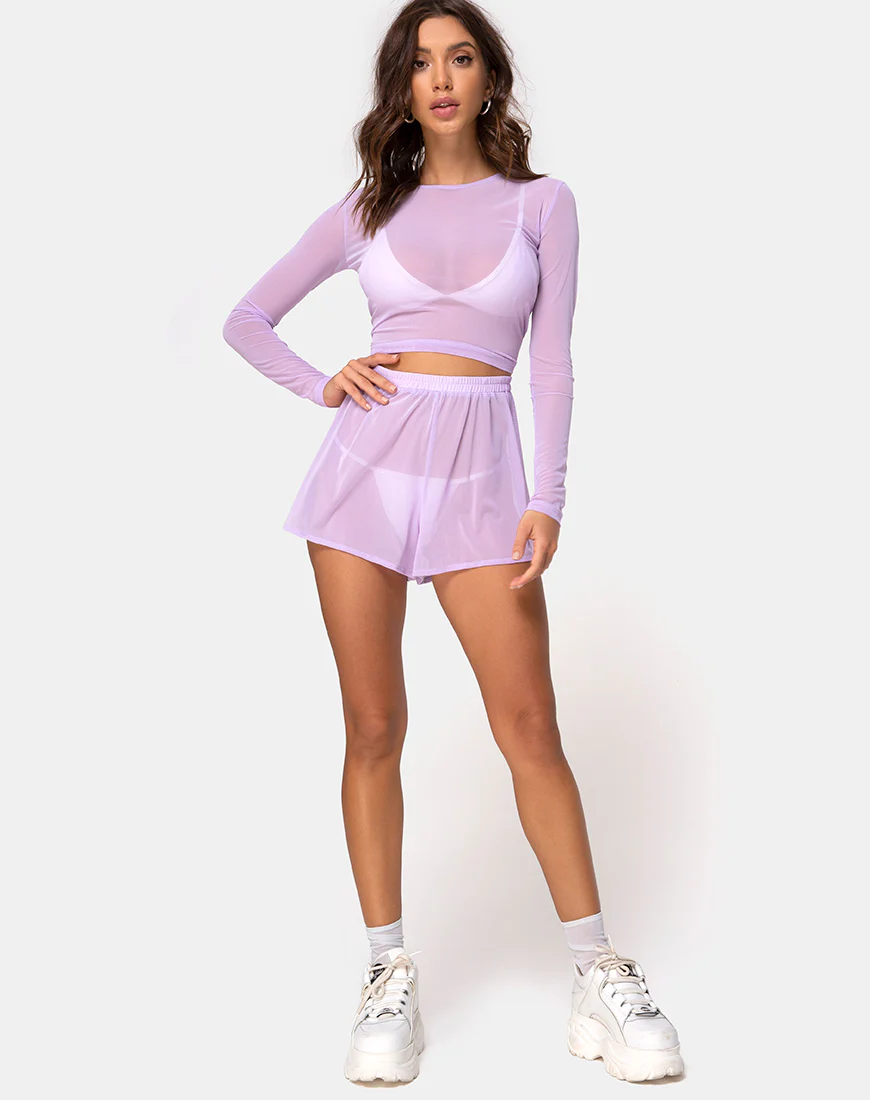 Bonnie Crop Top in Net Lilac - Image 3