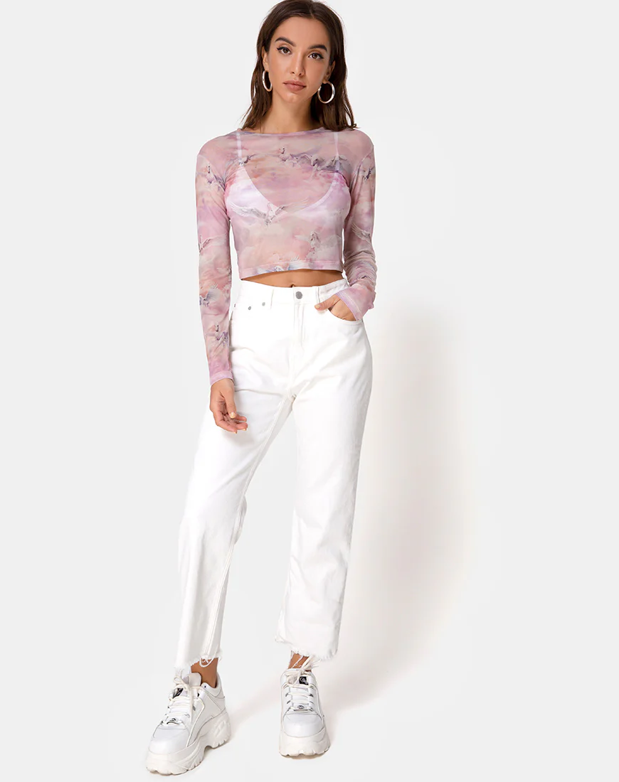 Bonnie Crop Top in Pegasus Pink Mesh - Image 3