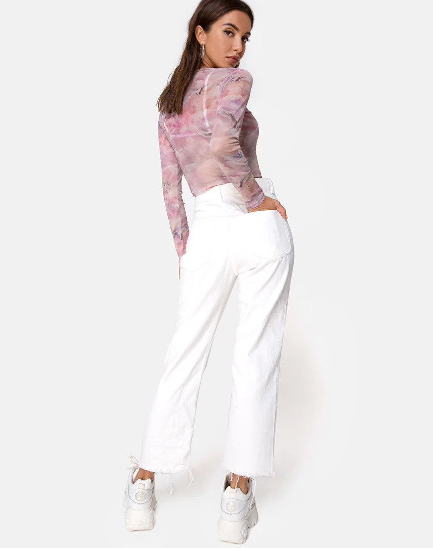 Bonnie Crop Top in Pegasus Pink Mesh - Image 4