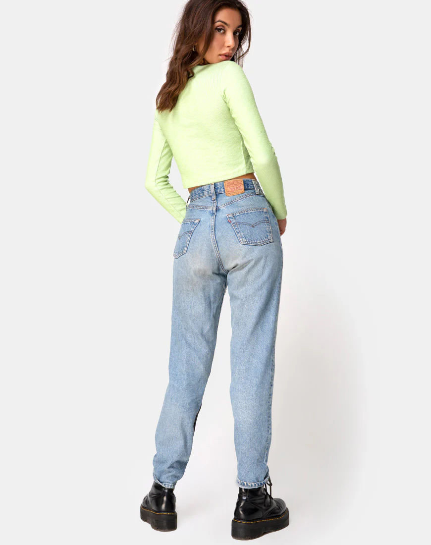 Bonnie Crop Top in Rib Pastel Lime - Image 4