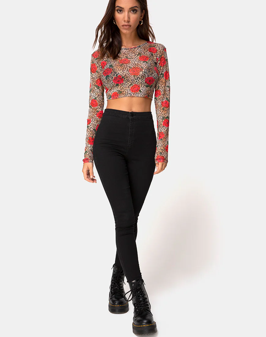 Bonnie Crop Top in Tiger Rose - Image 3