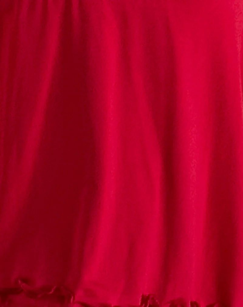 Boone One Shoulder Mini Dress in Slinky Red - Image 5