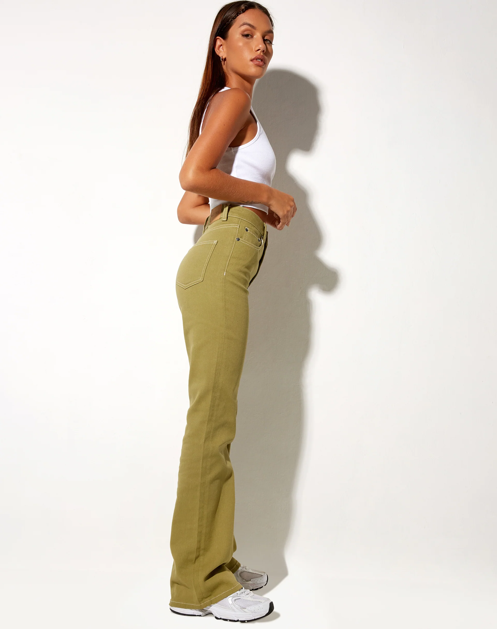 Bootleg Jeans in Green Moss - Image 2