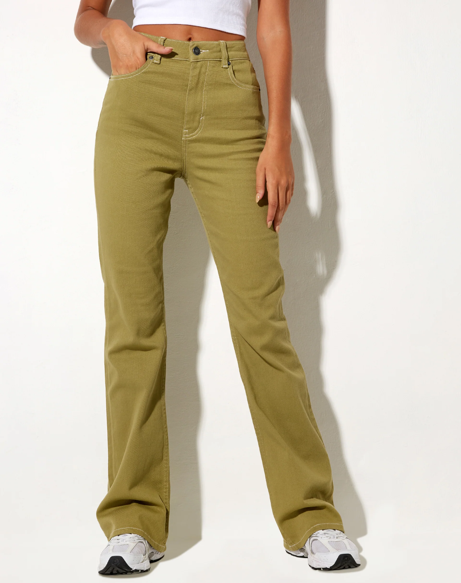 Bootleg Jeans in Green Moss - Image 3