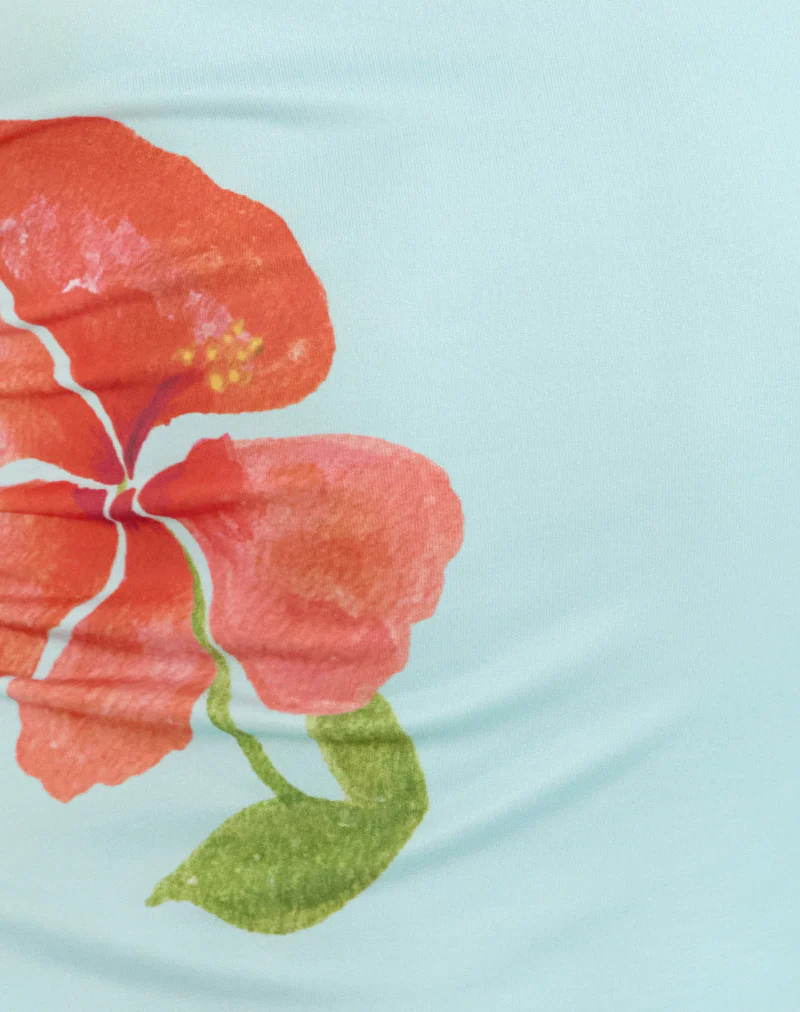 Boril Cami Top in Mono Flower Blue and Orange - Image 6