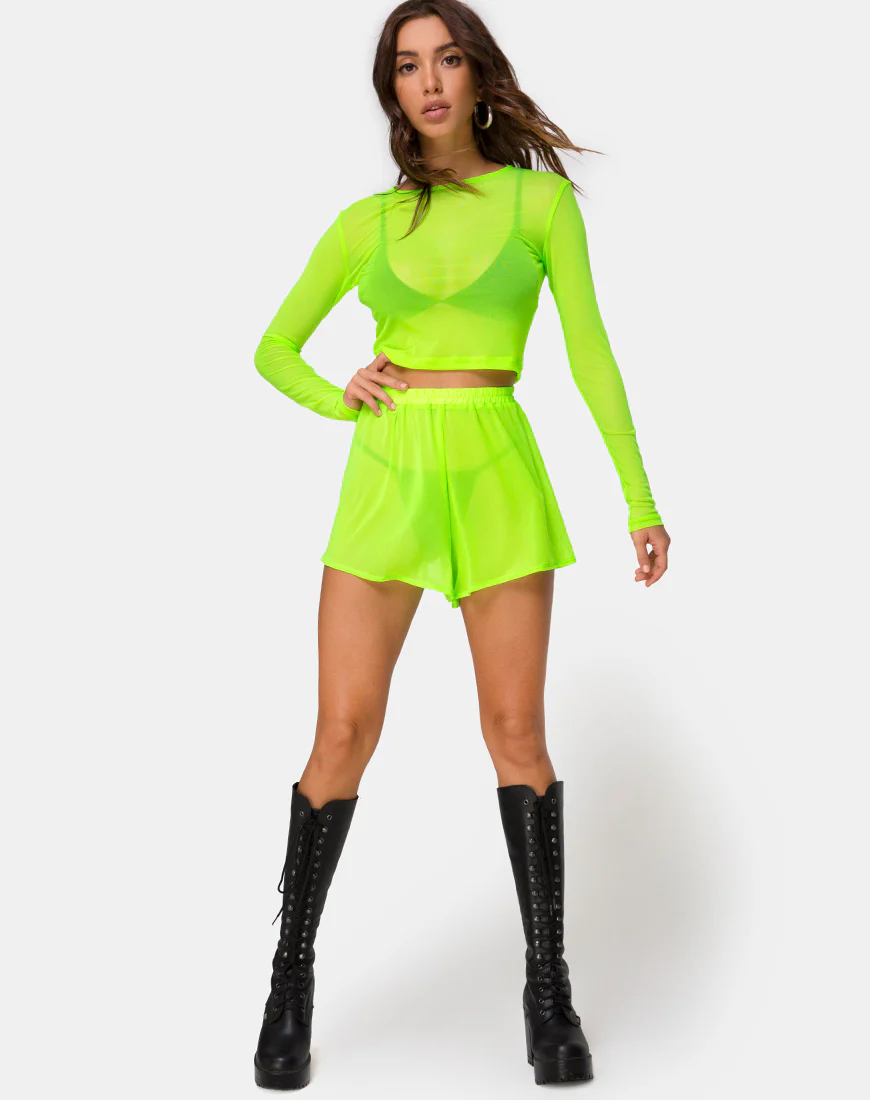 Boris Short in Fluro Yellow Net - Image 3