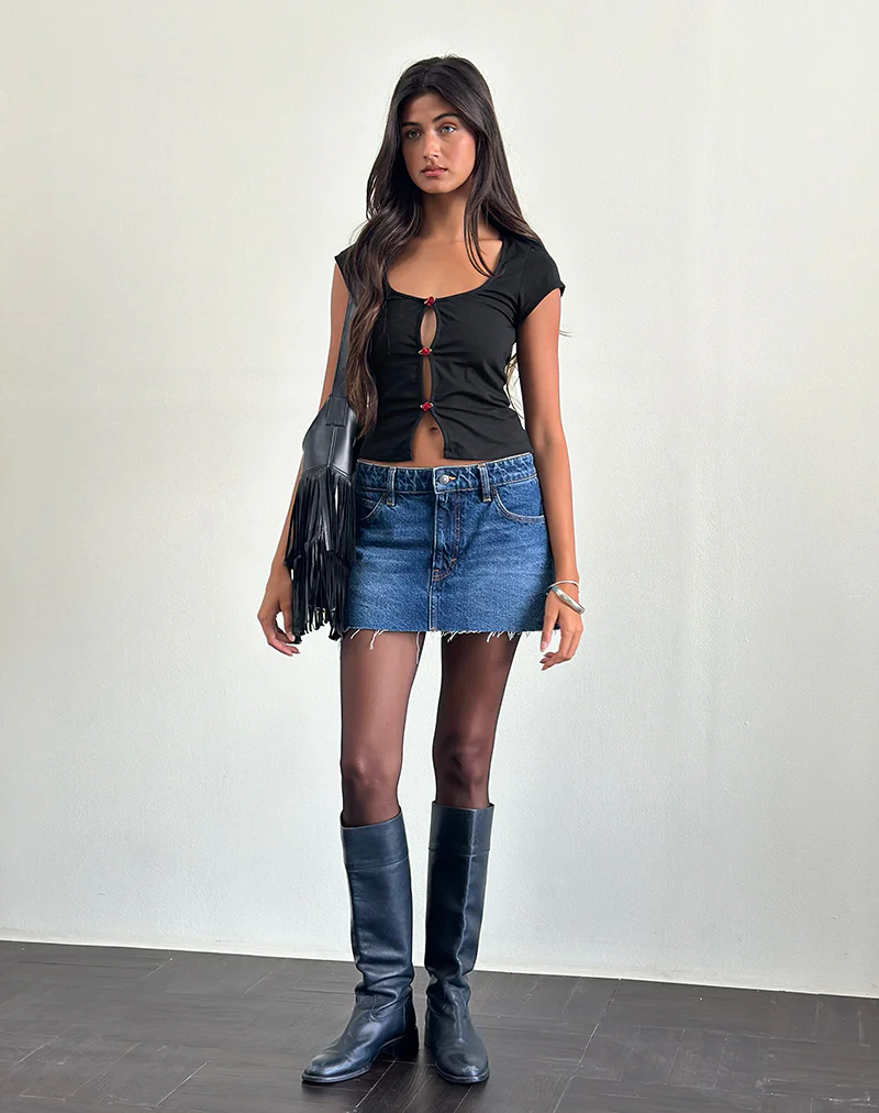 Boska Top in Black with Red Rose - Image 2