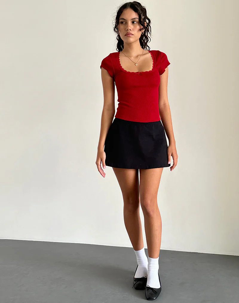 Bovillo Cap Sleeve Top in Adrenaline Red - Image 3