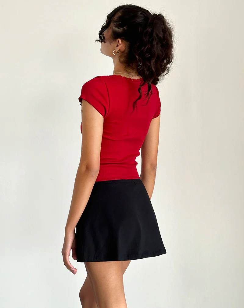 Bovillo Cap Sleeve Top in Adrenaline Red - Image 5