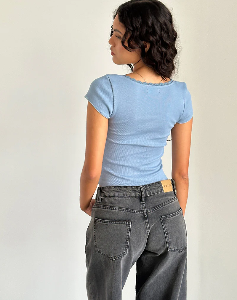 Bovillo Cap Sleeve Top in Nantucket Blue - Image 4