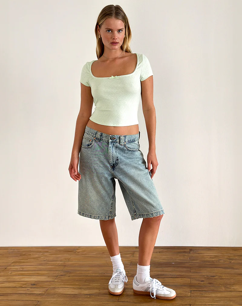 Bovillo Cap Sleeve Top in Soft Mint - Image 3