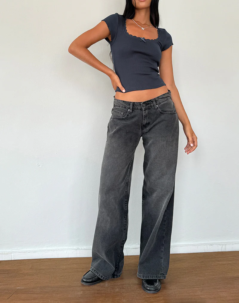 Bovillo Cap Sleeve Top in Ocean Storm Ribbed Jersey - Image 5