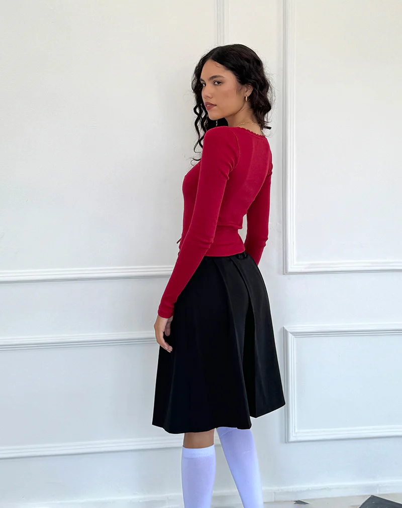 Bovita Long Sleeve Top in Adrenaline Red - Image 3