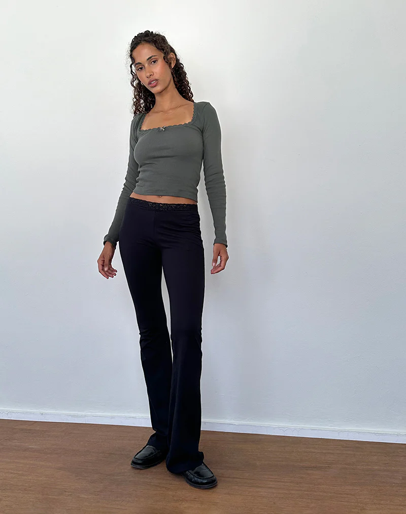 Bovita Long Sleeve Ribbed Top in Beluga Grey - Image 4