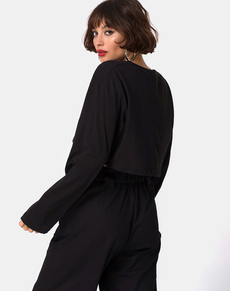 Box Expression Crop Tee in Black - Image 2