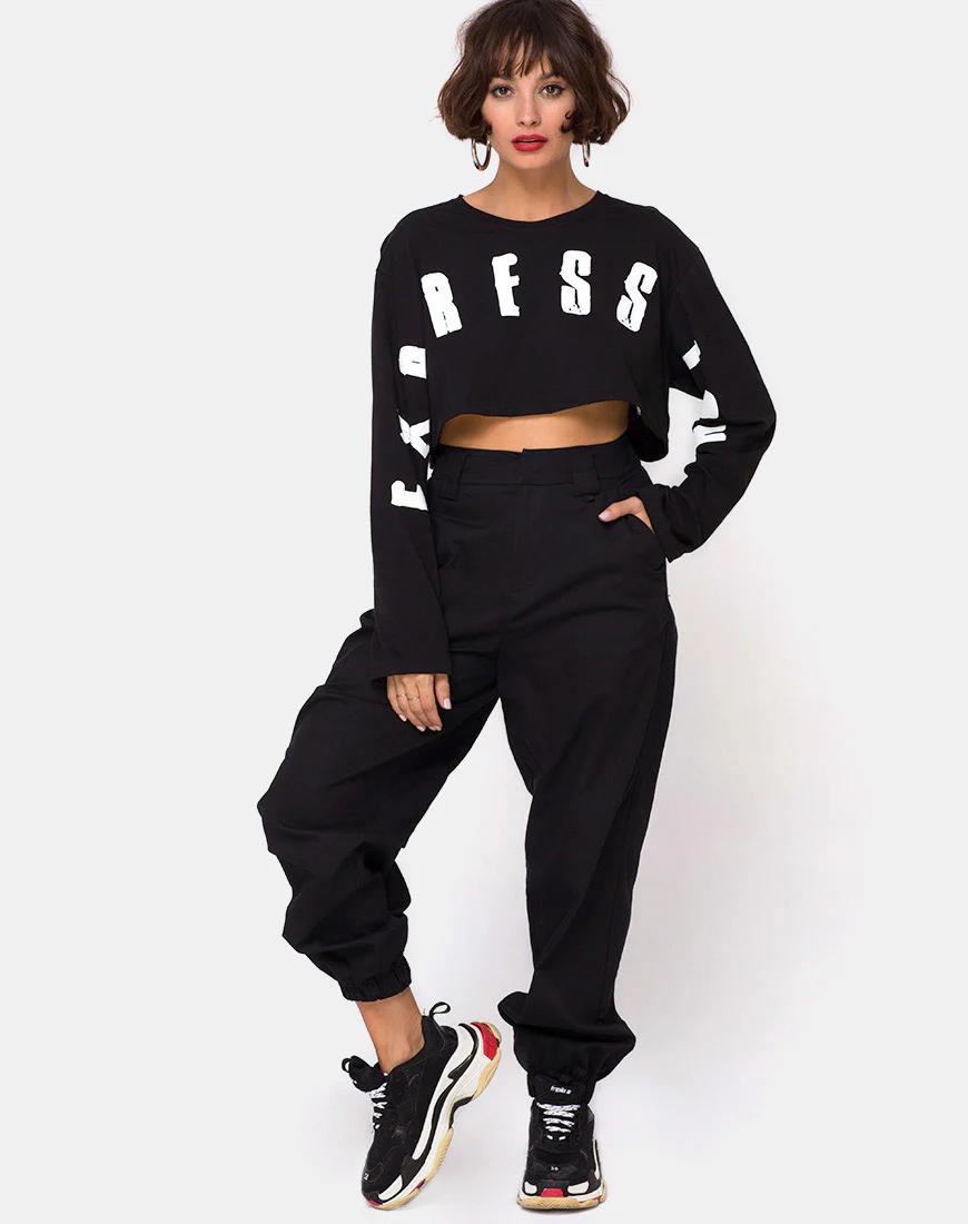 Box Expression Crop Tee in Black - Image 3