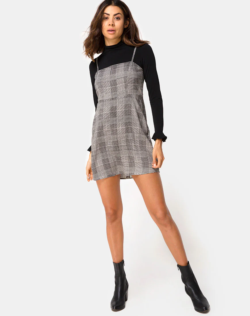 Boyasly Mini Dress in Charles Check Grey - Image 3