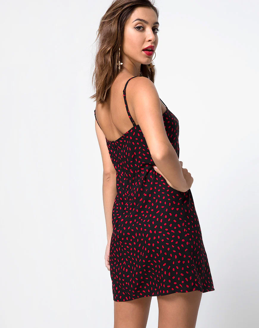 Boyasly Dress in Mini Diana Dot Black Red - Image 3